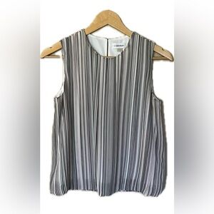 Calvin Klein woman’s sleeveless blouse striped white gray pink size PS/PCH/PP